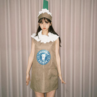 cos搞笑衣服抽象可爱儿童服装成人奶茶咖啡星冰乐聚会搞怪衣服女