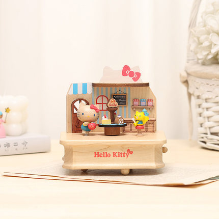 森活木趣八音盒木质音乐盒HelloKitty情人节新年生日礼物女孩女生