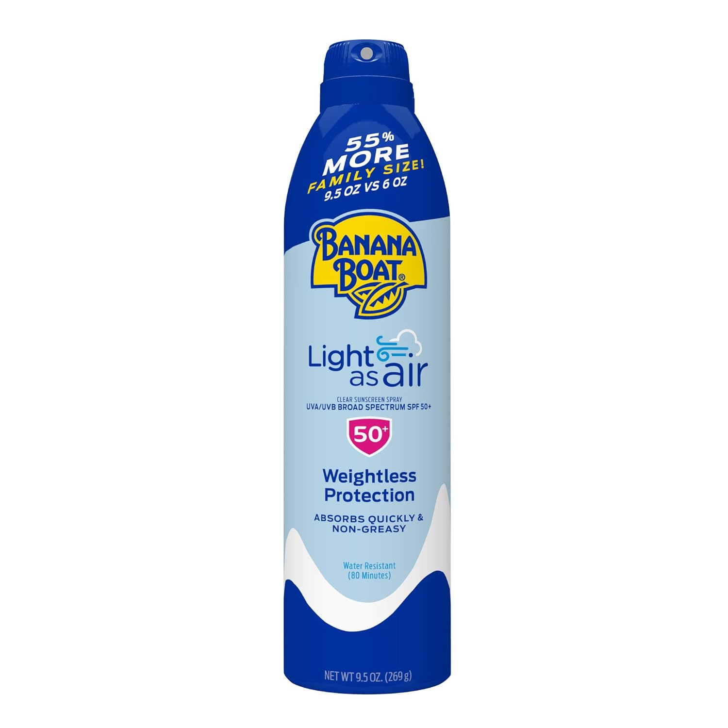 美国直邮 Banana Boat Light As Air广谱防晒喷雾吸油防水 SPF50+