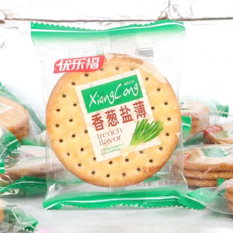 优乐福香葱盐薄饼干散装酥脆葱油葱花薄饼小吃办公室休闲零食品