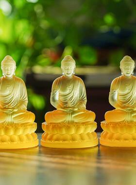 琉璃三宝佛桌面装饰摆件