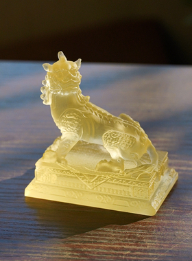珍悦古法琉璃神兽谛听摆件