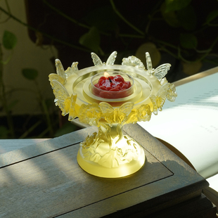 琉璃蝶影烛台摆件供奉家用敬神佛前供佛灯酥油灯底座灯盏长明灯