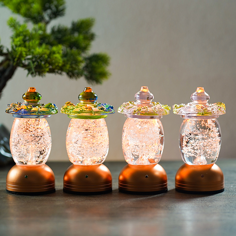 古法琉璃水晶水中蓮花燈
