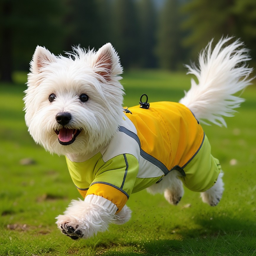 猫猫狗狗冲锋衣四脚边牧衣服冬装中型大型雨衣户外防水连帽可牵引