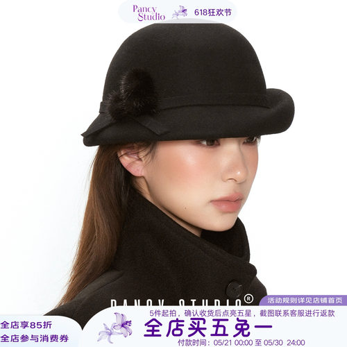 留洋千金~赫本风羊毛呢礼帽