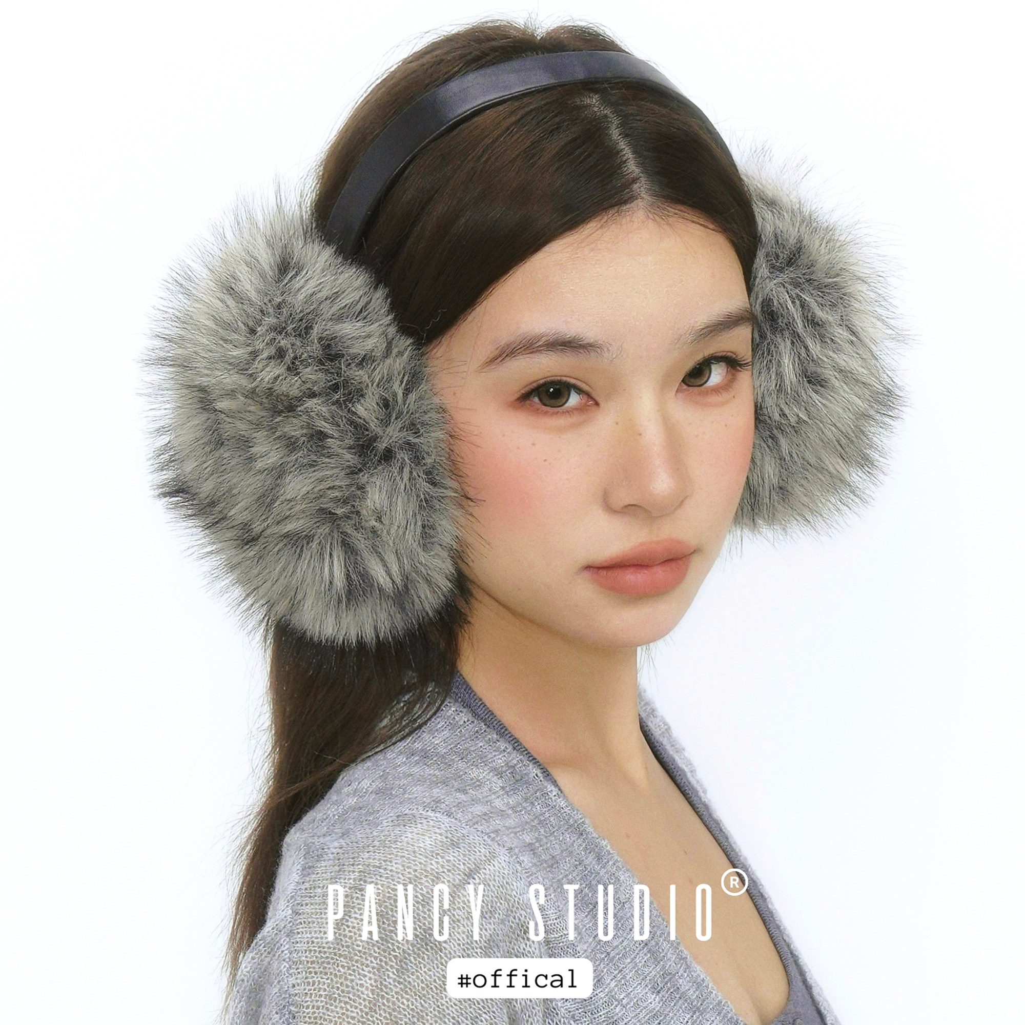 PANCY加大头围！大号耳包可折叠渐变毛绒耳罩仿皮草毛毛耳暖保暖