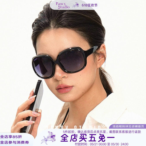 PANCY古早巨星！复古港风墨镜大框渐变偏光遮阳镜素颜街拍蛤蟆镜