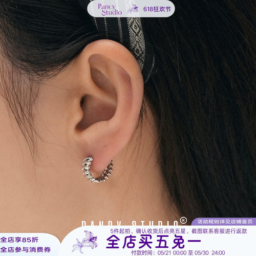 PANCY设计感斜条纹耳扣简约冷淡风耳钉气质耳环高保色耳饰百搭