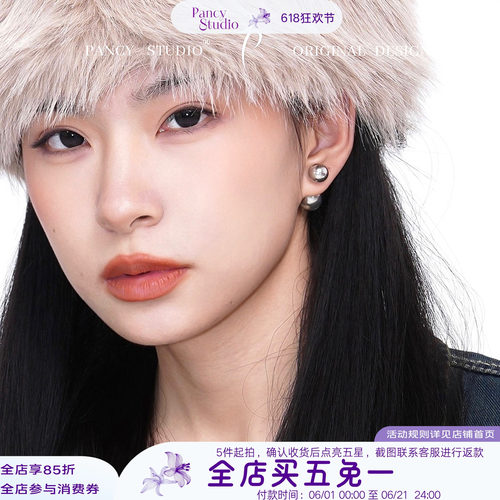 PANCY高亮光面球形耳钉