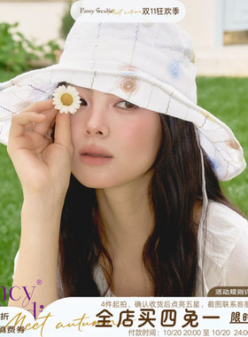 清透白色复古防晒帽春夏渔夫帽