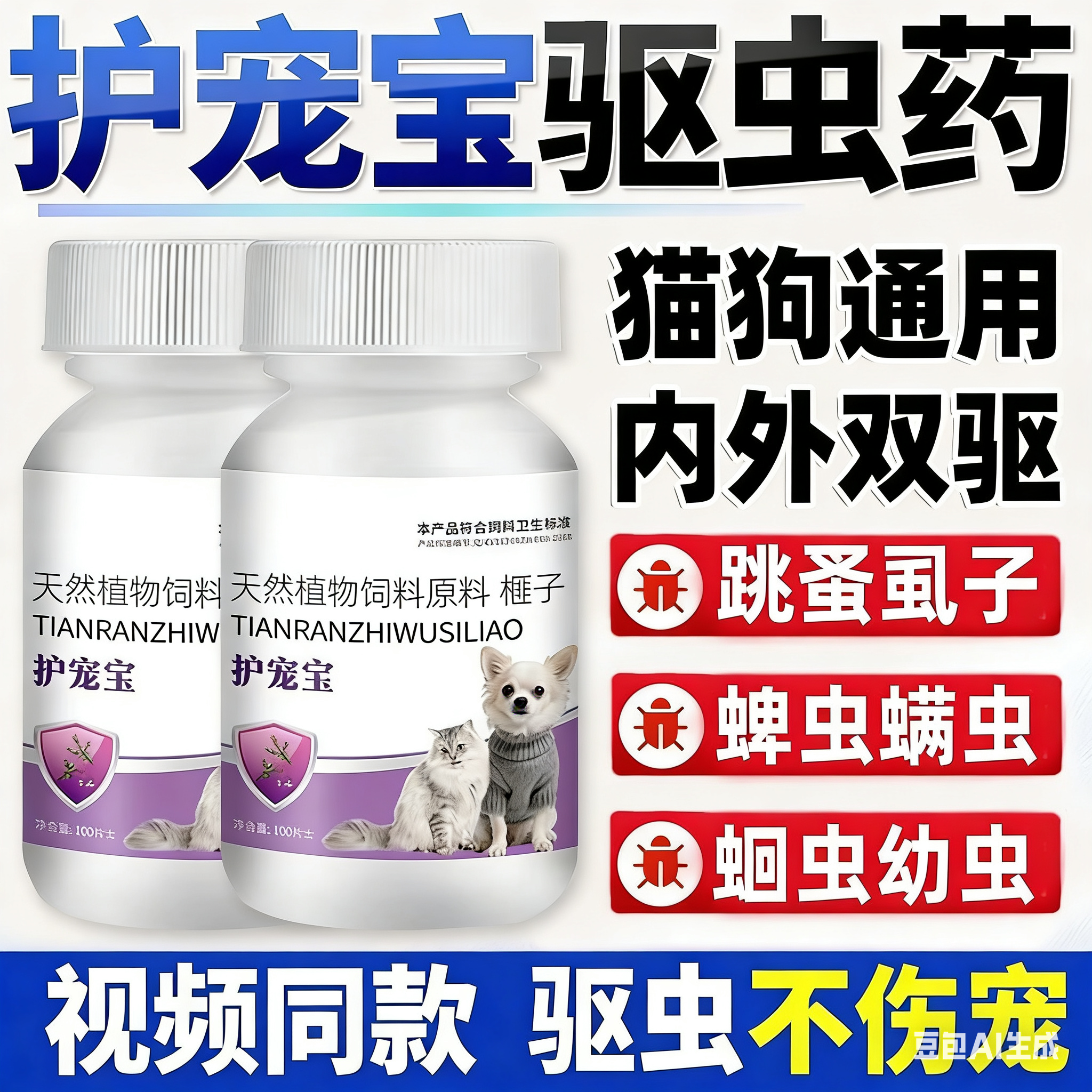 护宠宝猫狗通用内外同驱猫狗驱虫鸡肉口味100片驱虱子跳蚤猫狗虫,宠物/宠物食品及用品,狗特色保健品,淘宝优惠券,粉丝福利购,淘宝优惠卷