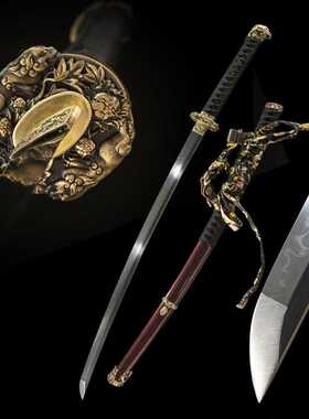 武士刃手工锻打T10钢太刀日本刀一体长刀剑东洋居合刀Tachi未开刃
