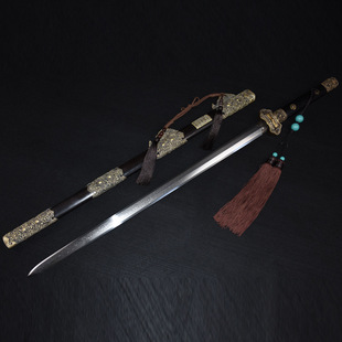 龙泉市刀剑工艺收藏品花纹钢手工锻打唐剑防身八面一体宝剑未开刃
