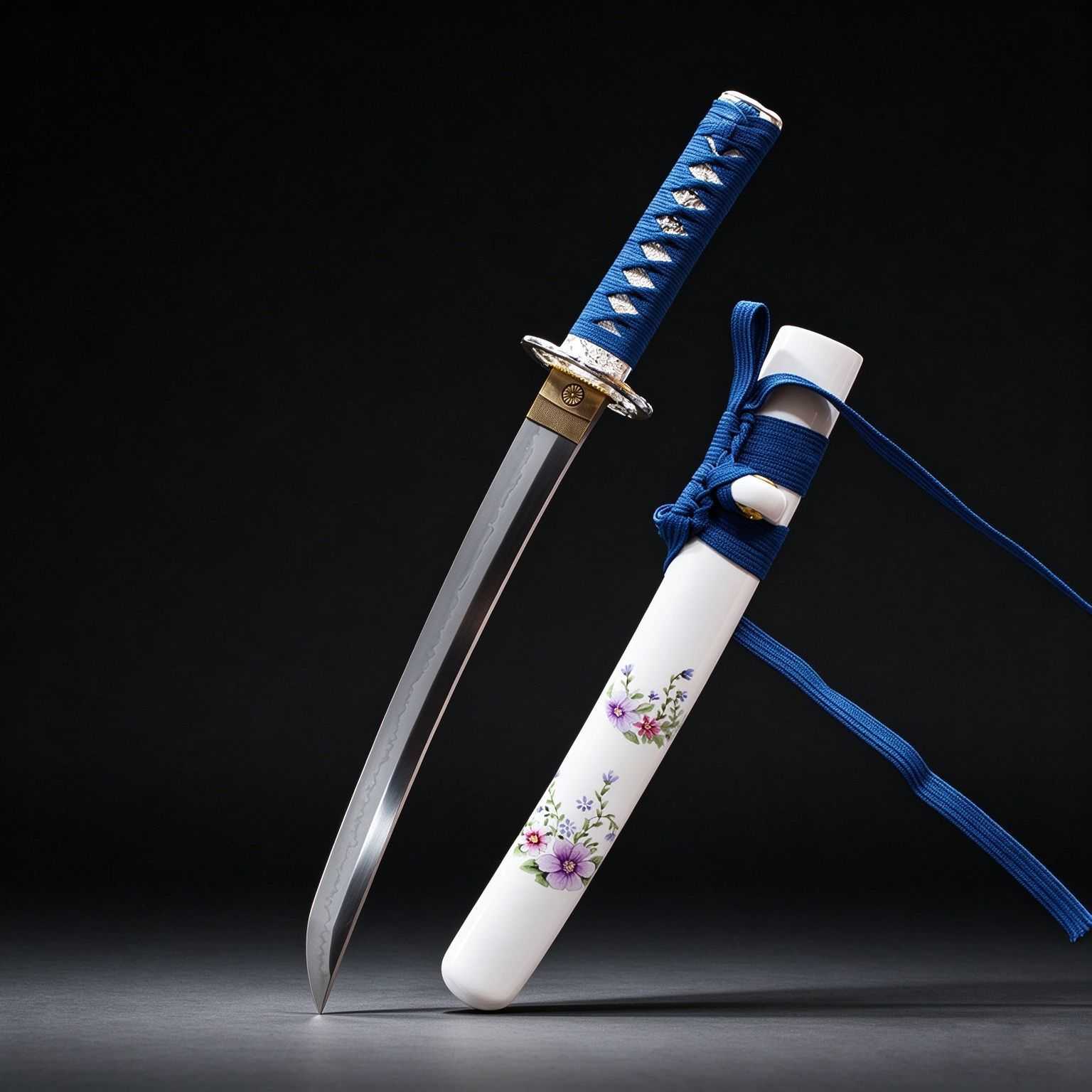 手工一体日本胁差短刀东洋小刀覆土烧刃龙泉刀剑Wakizashi未开刃