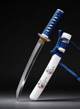 手工一体日本胁差短刀东洋小刀覆土烧刃龙泉刀剑Wakizashi未开刃