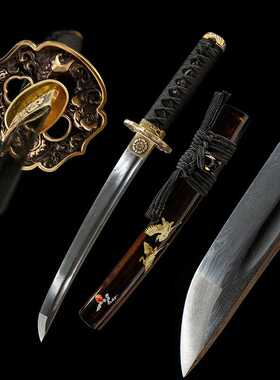 花纹钢日本刀胁差短刀东洋武士道小刀居合冷兵器wakizashi未开刃