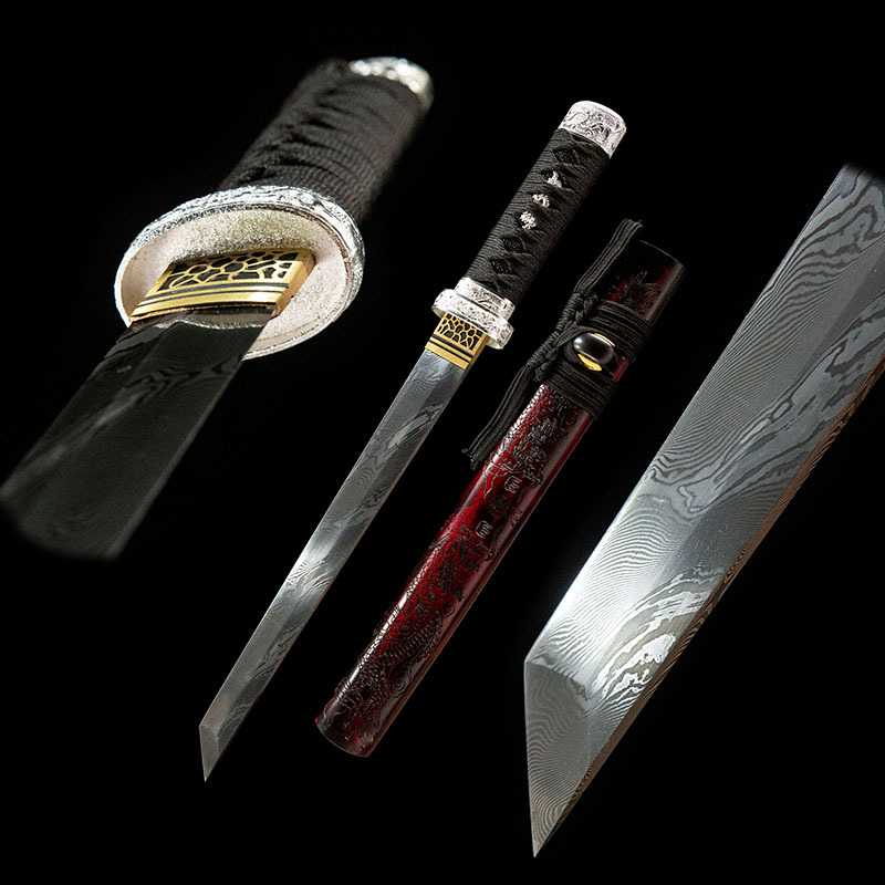 外贸日本短刀胁差一体刀剑武士道居合小刀冷兵器花纹钢收藏未开刃