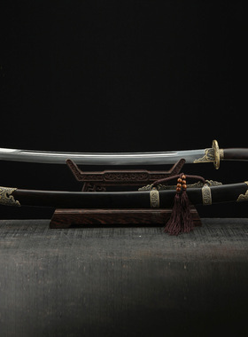 龙泉市刀剑花纹钢烧刃清腰刀手工