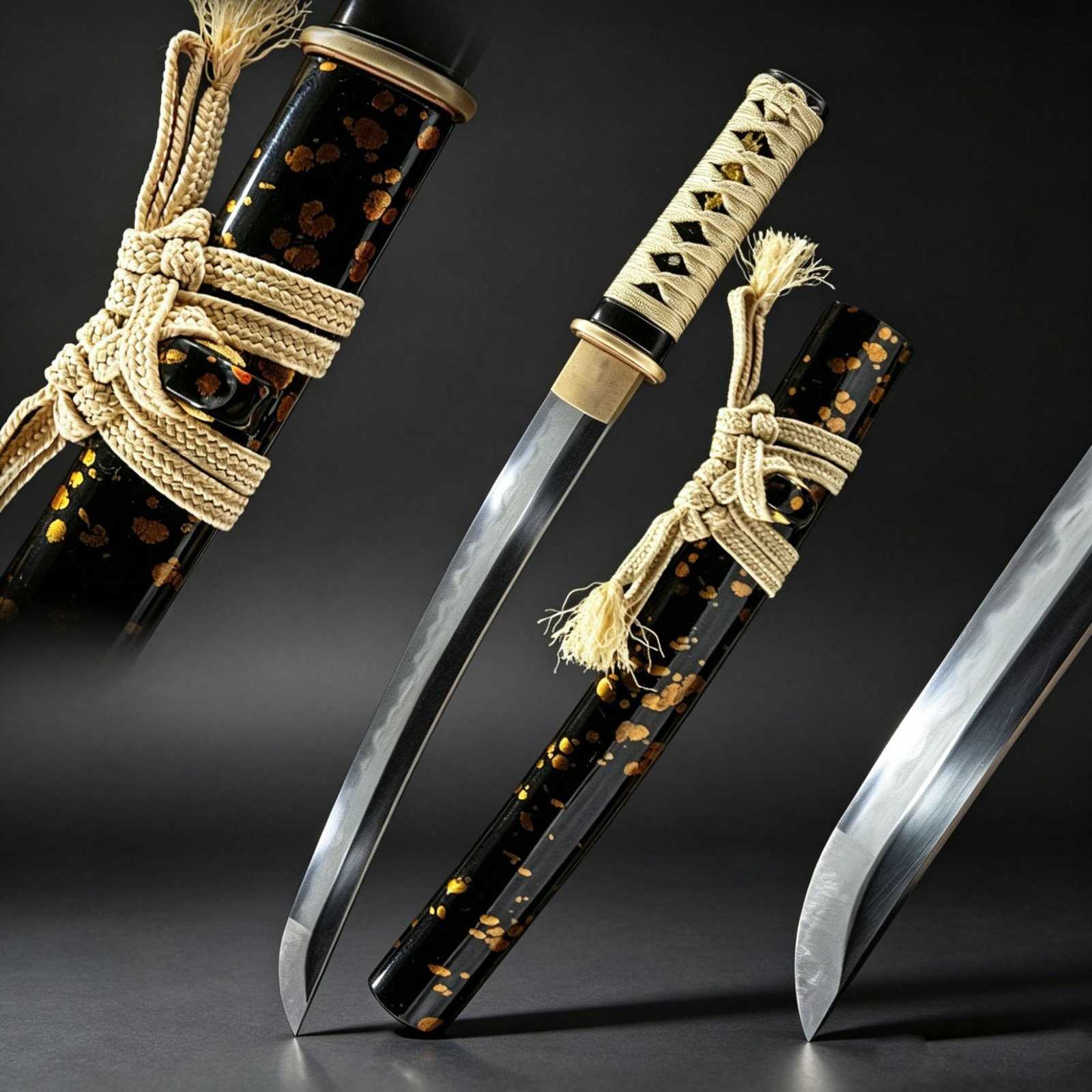 T10钢一体胁差短刀日本刀手工锻打居合武士小刀龙泉katana未开刃