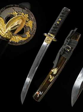 大马士革胁差短刀日本刀武士刃龙泉刀剑户外兵器wakizashi未开刃