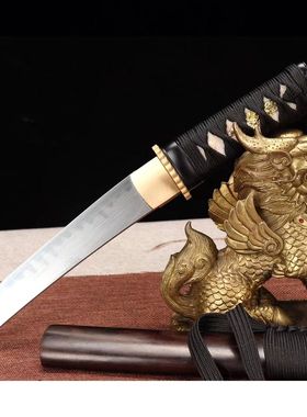 龙泉手工刀剑一体锻打短刀覆土