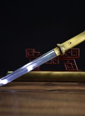 龙泉市刀剑花纹钢手工包铜一体唐