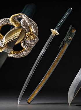 高端手工自炼钢打刀日本刀一体长刀武士刃收藏鎏金银katana未开刃