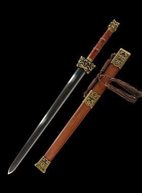 定秦剑锻打花纹钢宝剑外贸酸枝木