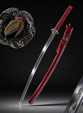 红色手工日本打刀一体居合长刀东洋武士刃刀剑katana冷兵器未开刃