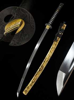 雕刻鞘日本刀一体手工长刀东洋武士刃katana居合道打刀兵器未开刃