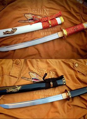 龙泉高锰钢一体锻打短刀小刀武士