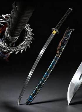 龙泉一体高锰钢日本刀手工锻打居合道武士刃长刀兵器katana未开刃