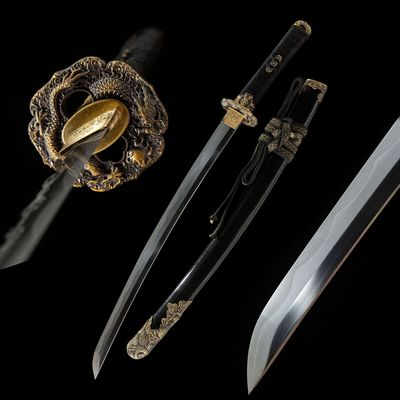 黑月牙胁差外贸手工覆土烧刃日本