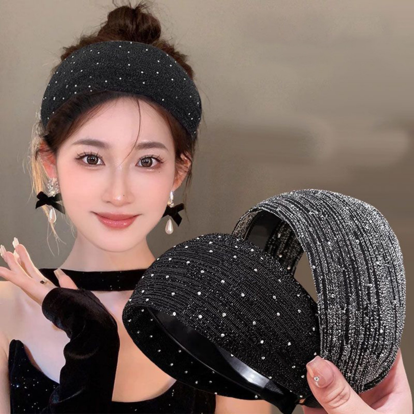 法式满天星宽边发箍遮白发发卡