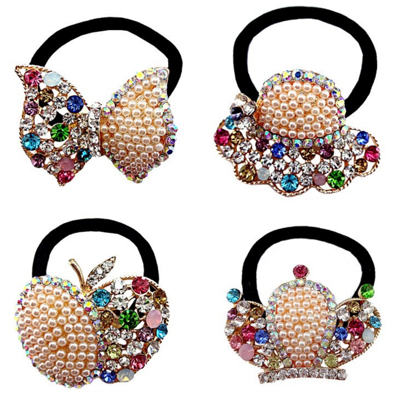 韩版珍珠镶钻发绳发圈水钻