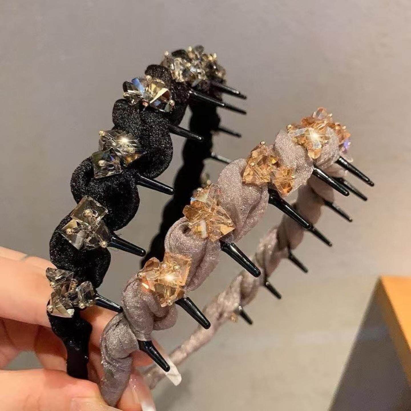 轻奢新款水钻波浪防滑发箍网红