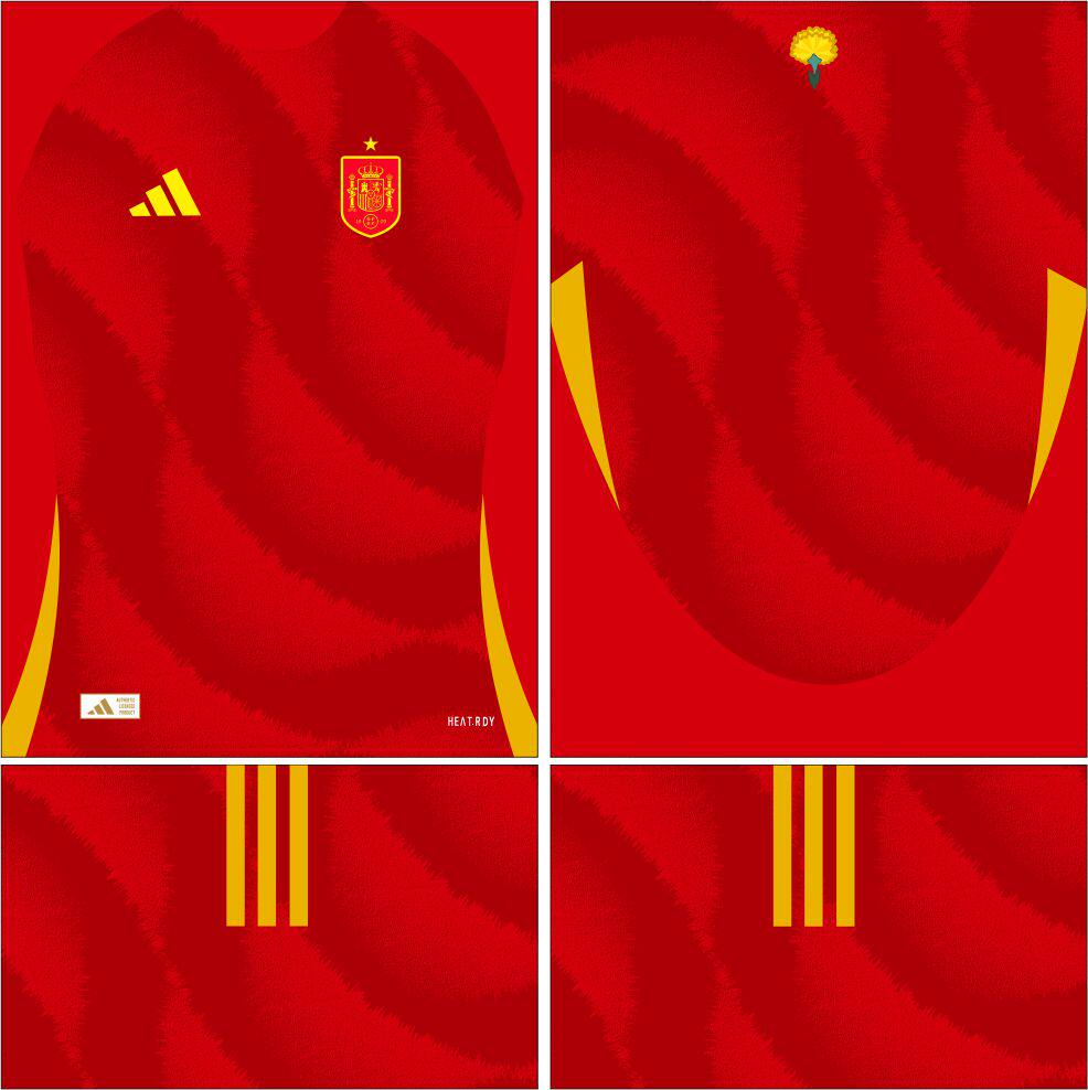 西班牙 2024-25西班牙男子主场球衣AI矢量图案cdr服装设计素材