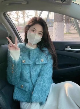 2025秋冬季新款韩系时尚气质名媛高级感重工纽扣小香风百搭外套女