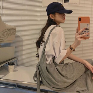 单件/套装绑带背带裙套装裙女夏季印花T恤+中长款吊带裙两件套潮