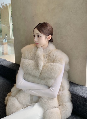 2025新款韩版时尚气质显瘦百搭狐狸毛马甲背心女短款仿皮草外套潮