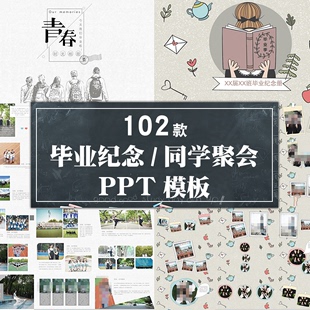 同学聚会ppt模板大学怀旧回忆电子相册纪念册致青春动态清新模版