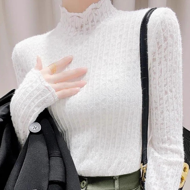 新款常规通勤风内搭加绒长袖套头