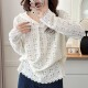 女装 打底衫 洋气套头上衣女秋季 立体钩花蕾丝连帽长袖 新款 微胖大码