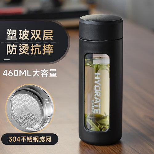 男士防摔双层隔热泡茶玻璃杯