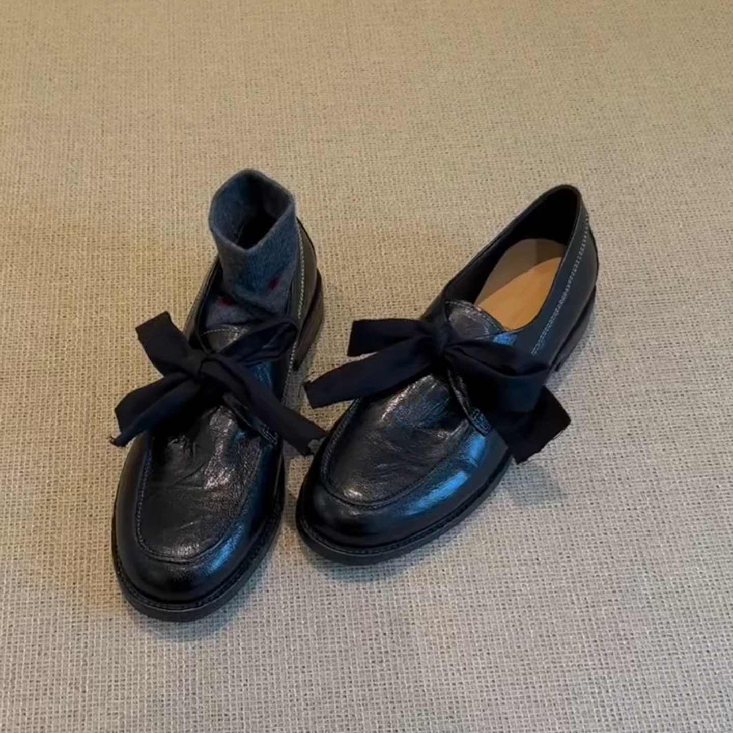 乐福鞋女2026新款真皮软底不累脚轻便黑色蝴蝶结低跟显脚小小皮鞋,女鞋,乐福鞋（豆豆鞋）,淘宝优惠券,粉丝福利购,淘宝优惠卷