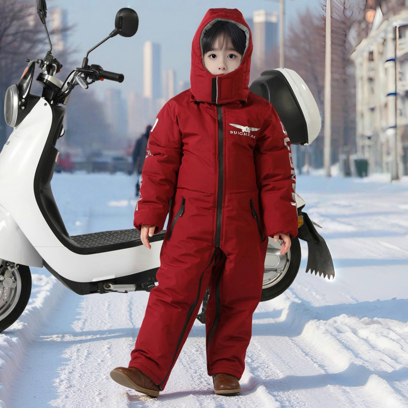 儿童亲子款电动车挡风衣分腿加绒