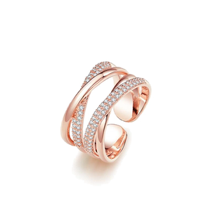 玫瑰金戒指女设计小众2025年新款潮网红爆款ck满天星劲舞团高级感