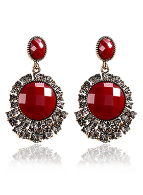 宫廷风气质长款设计感红色耳环