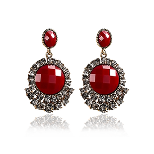 港式复古耳环显脸小高级宫廷风耳坠特色新款旗袍耳钉女士红色耳饰